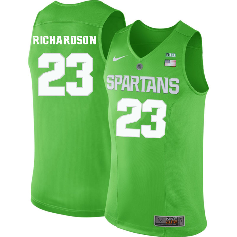 Men #23 Jason Richardson Michigan State Spartans College Basketball Jerseys-Apple Green - Click Image to Close